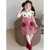 Vestido de Verano para Niñas con Cuello de Encaje de Cereza sin Mangas Elegante Vestido de Princesa de Algodón Peinado de Primera Fiesta de Bebé Clase A