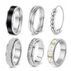 Nuevo Anillo Giratorio de Acero Inoxidable Incrustado con Diamantes Apilable Liso para Mujer Set de Joyería de Lujo Ligero