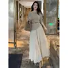 Moda para Mujer Traje Vestido 2025 Verano Nuevo Elegante Francés Irregular de un Solo Hombro Top y Falda Conjunto de Dos Piezas