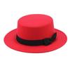 Sombreros de Otoño e Invierno para Hombre y Mujer Sombrero de Fieltro de Ala Corta con Lazo de Copa Plana Sombrero de Sol Casual Europeo y Americano Venta al por Mayor de Fábrica