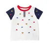 Roupas Infantis Meninos Camiseta Manga Curta Totalmente Bordada Carro Desenho Animado Urso Camisa Manga Curta Colorida Infantil Dropshipping
