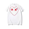 Versión Correcta del Mismo Estilo que la Marca de Moda Chuanjiu de la Estrella Camiseta de Manga Corta de Algodón Puro con Bordado de Corazón de Placa Corazón Rojo Corazón de Melocotón Camiseta de Pareja Y