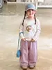 Roupas infantis Suzhili, conjunto de outono para meninas, roupa casual estilo coreano, conjunto infantil de blusa de manga comprida e calça de moletom, roupas de bebê menina categoria A