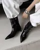 Botines de Aguja Puntiagudos con Forma de Corazón Dulce y Fresco Estilo Vintage Chuyuji para Mujer, Botas de Moda Versátiles con Pedrería Estilo Francés