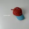 Boné de Baseball Infantil Color Block, Estilo Coreano, Fino e Estiloso para Primavera e Outono, Acessório Tendência para Roupa de Viagem de Meninos e Meninas