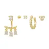 Pendientes de plata con incrustaciones de diamantes redondos, estilo Ins, con clip para la oreja.