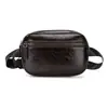 Design Personalizado Cinto Ajustável Bolsa Transversal para Peito Couro Crazy Horse Couro com Face Brilhante Pequena Bolsa Quadrada Bolsa para Celular Bolsa de Cintura