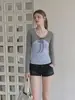 Camiseta de Manga Larga con Estilo Coreano, Color Contrastante, Lunares, Patchwork, Cordones, Cuello en V, Falso Dos Piezas para Mujer, Otoño Chic, Adelgazante, Top Versátil