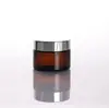 Frasco de crema marrón a prueba de luz de 5g a 100g en stock para venta al por mayor, frasco de vidrio para crema facial, crema para ojos, frasco dispensador de muestras cosméticas