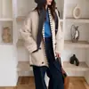 Jaqueta de Tricô Dupla Face com Design Retrô para Mulheres no Outono e Inverno Novo Casual Solto Estilo Preguiçoso Cardigan Solto