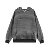 Moletom com zíper e capuz listrado estilo retrô americano, estilo primavera e outono, jaqueta esportiva de marca moderna com vibe masculina, corte solto