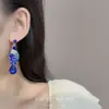 Conjunto de Colar e Brincos Retro com Strass Azul para Mulheres, Luxo Acessível Elegante Colar, Vestido de Noite de Filha de Socialite, Acessórios de Noiva