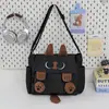 Bolso cruzado para mujer, Bolso de hombro de estilo coreano con caricaturas, Gran capacidad, Moderno, para niñas y estudiantes, Para llevar libros, Bolso de mano, Tendencia