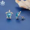 Pendientes de Tortuga Lindos de Diseño Original Aifulu Estilo Oceánico Pendientes de Tortuga Animal Pendientes Chapados en Platino de Cobre para Mujer