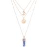 Collar con colgante de ágata de columna hexagonal, luna hueca, collar multicapa para mujer, collar de clavícula multicapa con estrella de cinco puntas para mujer