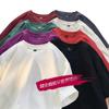 Camiseta masculina de algodão 280g 2023, nova, tamanho grande, solta, cor sólida, versão leve, manga curta, camiseta esportiva masculina, camiseta de algodão masculina