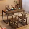 Mesa de Té y Sillas de Madera Maciza China Combinación Balcón Apartamento Pequeño Mesa de Té Simple Escritorio de Oficina Mesa de Té Pequeña para el Hogar