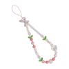 Ins principios de primavera flor de tulipán rosa cadena de cuentas para teléfono móvil niña cadena de cuentas colgante para funda de teléfono móvil femenino