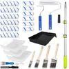 Kit de rolo de pintura transfronteiriço para decoração de casa inteira, ferramenta para pintura de paredes com bandeja, aplicação de tinta látex, sem gotejamento, sem soltar pelos