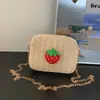 Bolso de Hombro Infantil de Fresa Estilo Coreano, Bolso Cruzado Tejido de Paja Vintage para Niñas, Lindo, Ligero, Bolso de Cadena Versátil, Transfronterizo