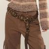 Denim Ocidental Americano Europeu e Americano Retrô Cinto Novo Rebite Cinto Marrom Jeans Estilo Coreano Versátil Cintura