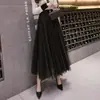 Saia de tule feminina super fada cintura alta saia de gaze primavera e verão primeira geração de cabelo saia longa de três camadas