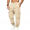 Fábrica de Origem 2026 Estilo Americano Transfronteiriço Calça de Moletom para Trabalho Masculina Amazon Inverno Forrada com Lã Calça Casual com Múltiplos Bolsos