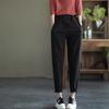 [M-4Xl] Pantalones Retro de Algodón de Talla Grande para Mujer Otoño e Invierno Color Puro Casual Holgados con Aspecto Adelgazante Harem Nueve Puntos