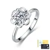 Anel de Prata Esterlina S925 com Moissanita Formato de Flor Leve Luxo Flor Oca Joia de Mão Proposta Noivado Anel de Prata Versátil