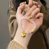 Pulsera Gordita Rosa Imitación Cristal para Mujer Ins Lujo Accesible Diseño de Nicho Pulsera de Cristal Rosa Flor de Durazno como Regalo para Mejores Amigas