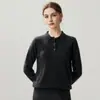Outono e Inverno Nova Camisa Base de Tricô de Caxemira Moda Macia Confortável Cor Sólida Solta Gola Polo Manga Longa Feminina
