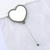 Espejo de Maquillaje de Mano con Forma de Corazón DIY Espejo con Perlas Portátil Espejo de Maquillaje de un Solo Lado Espejo de Maquillaje de Corazón de Plástico Venta al por Mayor