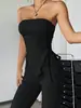 Roupa feminina sob medida para comércio exterior 2026, conjunto de moda de rua sexy, nova coleção primavera/verão, inclui um top tomara-que-caia e calças compridas