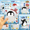 8 Colagem de Rosto de Pinguim Desenho Animado Pintado Infantil Criativo Manual DIY Decoração de Celular Caderno Adesivos à Prova d'Água