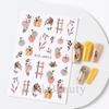 Belleza Total Transfronterizo Nuevo Halloween Borde Dorado Calabaza Pegatinas para Uñas Otoño Cuadros Coloridas Pegatinas para Uñas