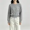 Novo cardigã feminino de gola redonda em estilo suave para outono e inverno, top cardigã feminino de malha floral versátil estilo coreano, moderno
