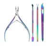 Set de tijeras para cutícula de uñas Art dead skin set de color Mágico tijeras para uñas de filo de corte acero empujador de uñas herramienta para quitar cutícula lima de uñas