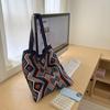 Bolsa de Compras de Gran Capacidad Bolsa Tejida Nueva Versátil Color Retro en Contraste Hombro Cruzado Bolsa Tote de Moda