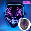 Máscara Halloween Luminosa Transfronteriza El Luz Fría Negra Forma de V Cara de Fantasma de Terror Accesorios de Fiesta Danza Led