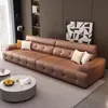 Sofá Lawrence Patinha de Gato Couro Minimalista Moderno Apartamento Pequeno e Grande Sala de Estar Italiano Luxo Leve Linha Reta Combinação de Sofá de Couro Genuíno