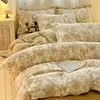 Conjunto de Quatro Peças para Quarto em Lã de Leite Espessa de Alta Qualidade Classe A Conjunto de Lã Quente Antiestático Tridimensional Esculpido de Lado Duplo de Inverno