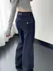 Otoño Invierno Retro Jeans de Mezclilla Color Crudo Diseño para Mujeres Petites Pantalones de Pierna Ancha Sueltos Pantalones de Pierna Recta Forma de Pera