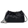 Bolso Nuevo de Cuero con Cera al Aceite de Capa Superior, Cadena Dorada Pequeña de Bolas, Bolso Plegado tipo Nube, Bolso de Hombro Único Cruzado Simple y de Moda para Mujer