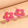 Aretes para Mujer Flor de Rafia Morada Patchwork Aretes Tejidos el Mejor Accesorio para un Estilo de Vacaciones en la Playa