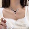 Aretes de borla en forma de V de diamante, collar, traje, estilo europeo y americano de lujo ligero, cadena para clavícula, joyería de moda para mujer