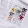 Joyería de uñas transfronteriza de 12 rejillas, multiestilo, mixta, perla, lazo de amor, diamante redondo plano, caja de juego de uñas al por mayor