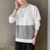 Tops Masculinos Outono e Inverno, Camisetas Juvenis de Manga Longa, Moletons Masculinos de Gola Redonda, Camisas Base Soltas e Versáteis