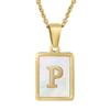 Collar de Letras con Concha de Acero Inoxidable Europeo y Americano Transfronterizo para Mujer, Moda Nicho, Acero de Titanio, Colgante de Letras Inglesas, Joyería al por Mayor