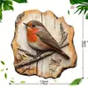 Placa de madera de pájaro impresa plana 2D, adorno colgante de decoración de jardín estilo pastoral, manualidad para pared del hogar