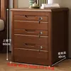 Mesita de noche de madera maciza, estilo chino, diseño simple y moderno, adecuada para dormitorios, con espacio de almacenamiento, un simple gabinete de 3 niveles para la mesita de noche